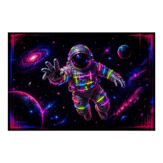 Poster Astronaute néon (Devant)