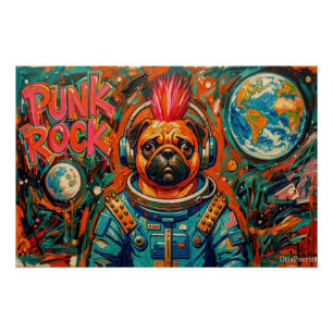 POSTER ASTRONAUTE PUG PUNK ROCK 6