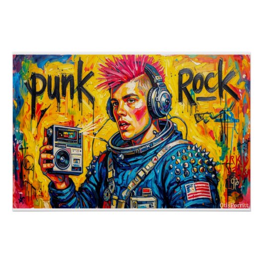 POSTER ASTRONAUTE PUNK ROCK (Devant)