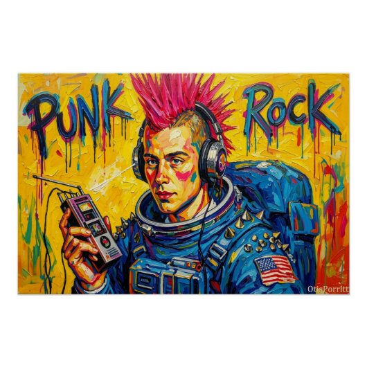 POSTER ASTRONAUTE PUNK ROCK 4 (Devant)