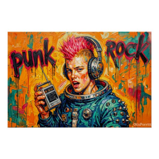 POSTER ASTRONAUTE PUNK ROCK 5 (Devant)