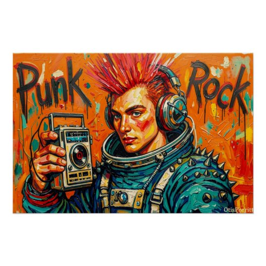 POSTER ASTRONAUTE PUNK ROCK 6 (Devant)