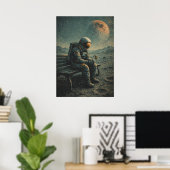 Poster Astronaute Rétro-Futuriste, Art Abstrait Spatial d (Bureau à domicile)
