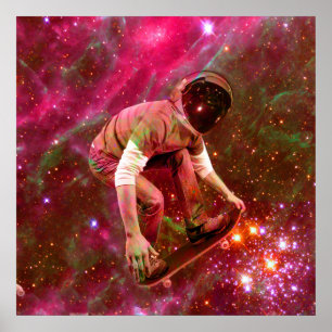 Poster Astronaute skateboard