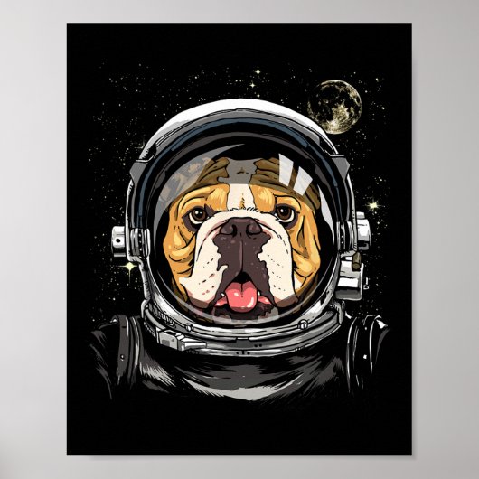Poster Astronaute spatial américain Bulldog Galaxy Astron (Devant)
