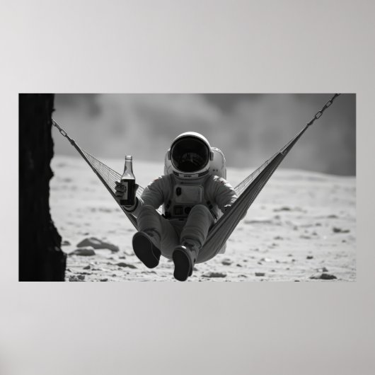 Poster Astronaute sur hamac sur la lune (Devant)