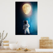 Poster astronaute tenant un ballon de lune (Cuisine)