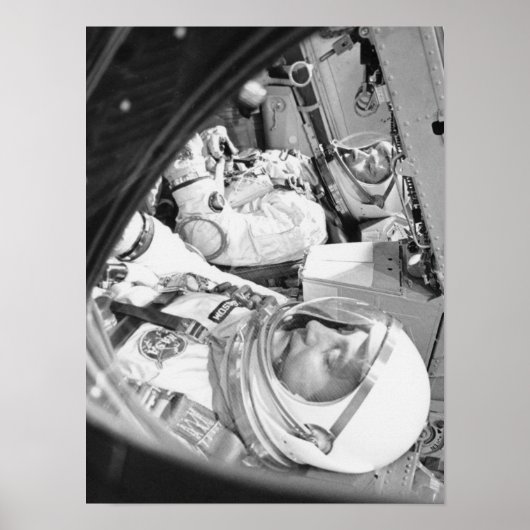 Poster Astronautes assis à l'intérieur de Gemini 3 (Devant)