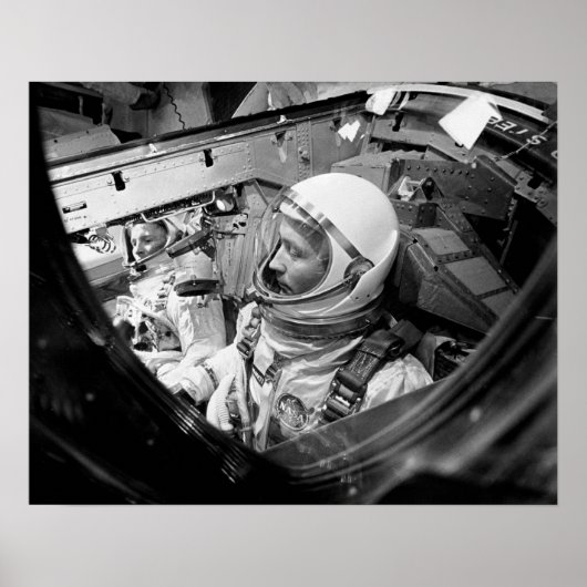 Poster Astronautes assis à l'intérieur de Gemini 4 (Devant)