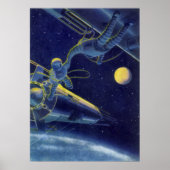 Poster Astronautes de science-fiction vintage dans l'espa (Devant)