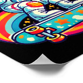 Poster Astronautes faisant du skateboard dans l'espace ak (Coin)