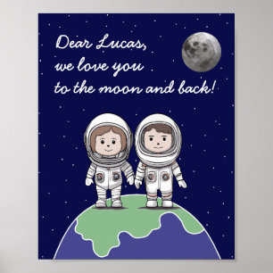 Poster Astronautes parents avec des couleurs atténuées pa
