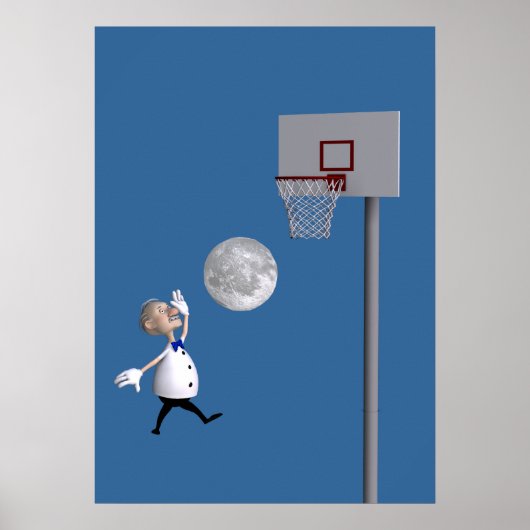 Poster Astronome Jouer Au Basket (Devant)