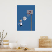 Poster Astronome Jouer Au Basket (Cuisine)