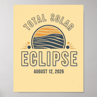 Poster Astronomie Éclipse solaire totale 2026 Totalité Ao