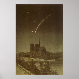Poster Astronomie vintage, Donati Comet sur Paris, 1858