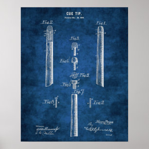 Poster Astuce cue Brevet n° 6 Billard Décor