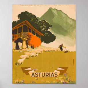 Poster Asturias Espagne Vintage voyage