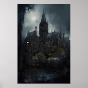 Poster Asylum Architecture gothique Art mural, Humeur hui