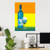 Poster asyrum : verre de vin pop et bouteille (Bureau à domicile)