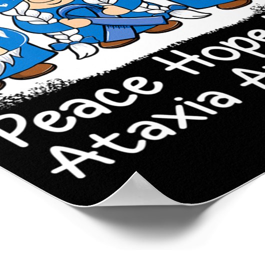 Poster Ataxia Support gnomes avec ruban Bleu Ataxia Awar (Coin)