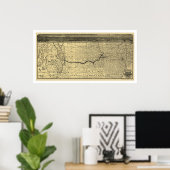 Poster Atchison Topeka Père Noël Fé Railroad Map 1880 (Bureau à domicile)