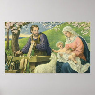 Poster Atelier de Joseph avec Marie et l'Enfant Jésus