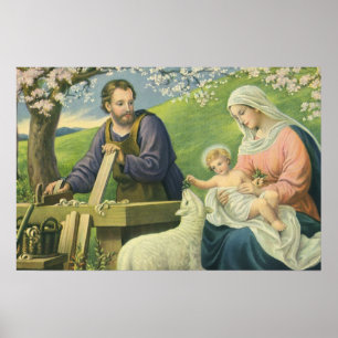 Poster Atelier de Joseph avec Marie et l'Enfant Jésus