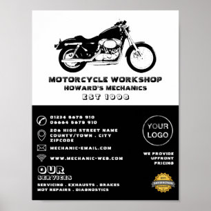 Poster Atelier de motocyclette, mécanique et réparation p