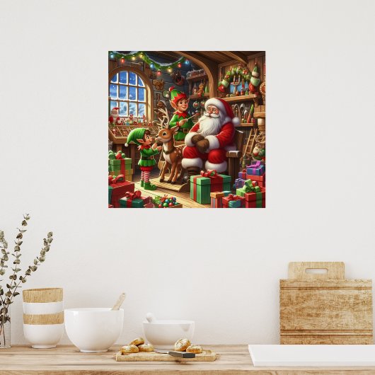 Poster Atelier de Père Noël de Noël festif (Cuisine)