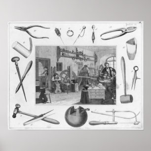 Poster Atelier et outils principaux des bijoux, 1810