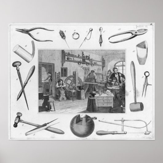 Poster Atelier et principaux outils de la bijouterie, 181 (Devant)