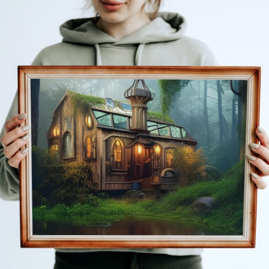 Poster Atelier sur la rivière | Art numérique Steampunk