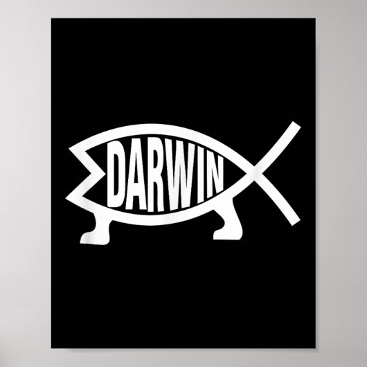 Poster Atheist Charles Darwin Theory Of Evolution Fish  (Devant)
