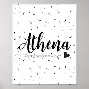 Poster Athena Name Art Print Meaning Modern Baby Girls