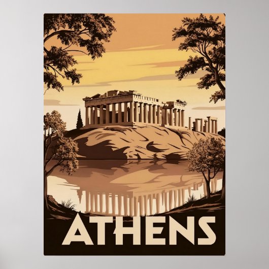 Poster Athènes d'inspiration vintage - Parthénon emblémat (Devant)
