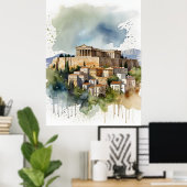 Poster Athènes Grèce aquarelle (Bureau à domicile)