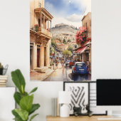 Poster Athènes Grèce aquarelle (Bureau à domicile)