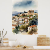 Poster Athènes Grèce aquarelle (Cuisine)