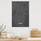 Poster Athènes, Grèce (blanc sur noir) (Cuisine)