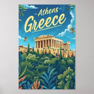Poster Athènes Grèce célèbre Vintage voyage Place