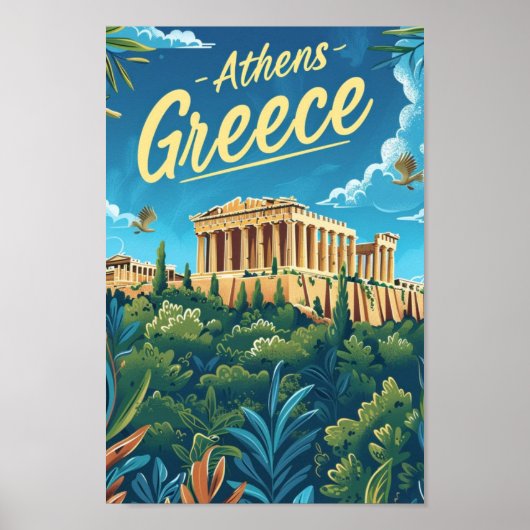 Poster Athènes Grèce célèbre Vintage voyage Place (Devant)
