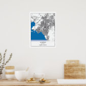 Poster Athènes Grèce City Plan Voyage Simple Minimal (Cuisine)