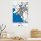 Poster Athènes Grèce City Plan Voyage Simple Minimal (Cuisine)