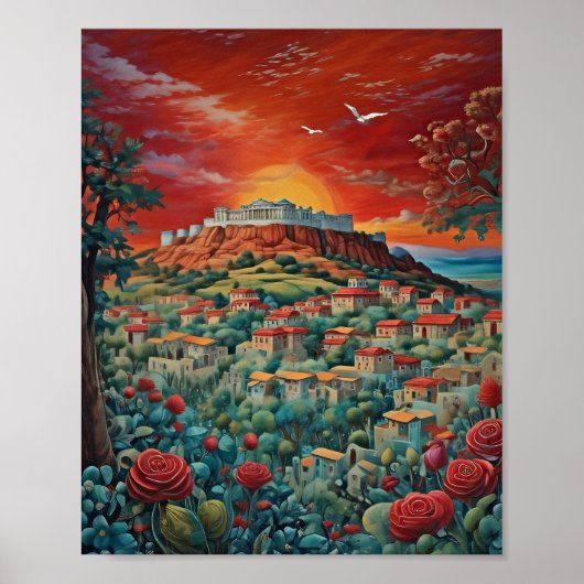 Poster Athènes Grèce Imprimer, Papier d'affiche de valeur (Devant)