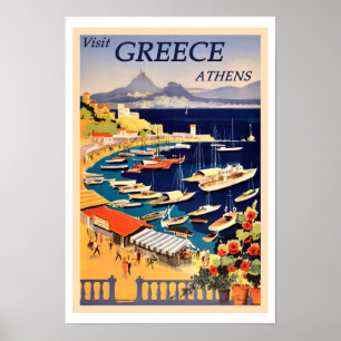Poster Athènes, Grèce Vintage voyage