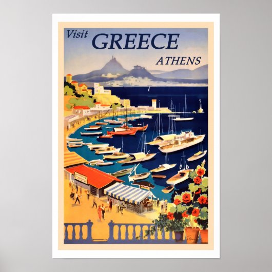 Poster Athènes, Grèce Vintage voyage (Devant)