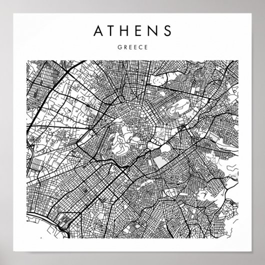 Poster Athens Grèce Minimal Moderne Carte des rues (Devant)