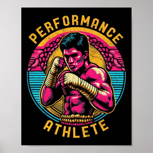 Poster Athlète de performance de Muay Thai Homme Kickboxi (Devant)