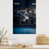 Poster Athlète de Taekwondo exécutant un coup de pied lat (Cuisine)